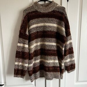 Universal Thread Women's Striped Sweater - Brown and Cream
